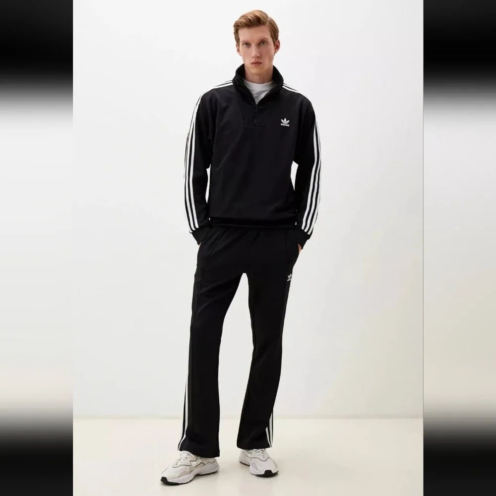 Adidas Adicolor Funnel Neck Pullover Black 1/4 Zip Track Jacket Small NWT